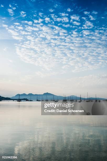 sailing boats, puerto de pollensa, port de pollenca, majorca, balearic islands, mediterranean sea, spain - puerto pollensa stock-fotos und bilder