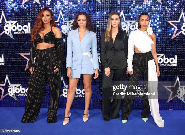 Perrie Edwards, Jesy Nelson, Leigh-Anne Pinnock and Jade Thirlwall of the group Little Mix attend The Global Awards 2018 at Eventim Apollo,...