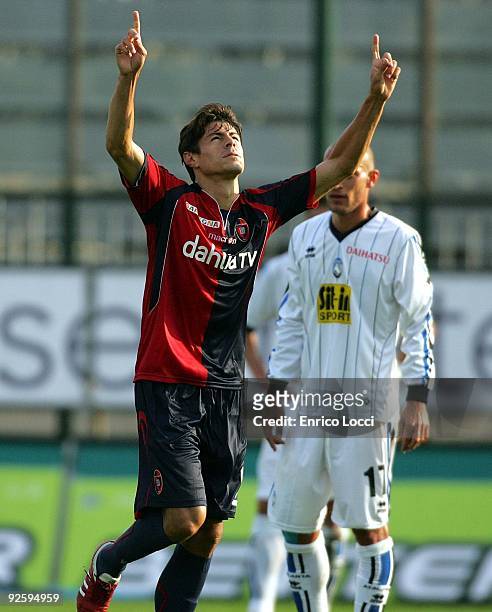 Nene of Atalanta BC celebrates scoring a goal during during the Serie A match between Cagliari and Atalanta BC at Stadio Sant'Elia on November 1,...