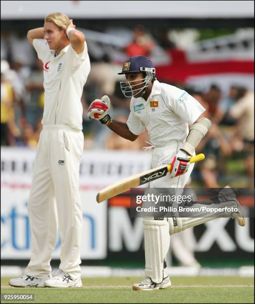 Sri Lanka captain Mahela Jayawardene celebrates reaching his century during his innings of 195 in the 2nd Test match between Sri Lanka and England at...