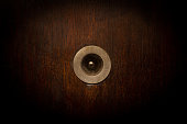 closeup of wooden door vintage view finder