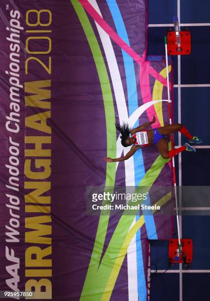 Yorgelis Rodriguez of Cuba competes in the Womens High Jump Final on Day One of the IAAF World Indoor Championships at Arena Birmingham on March 1,...