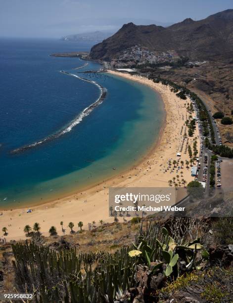 playa de las teresitas, beach, san andres, tenerife, canary islands, spain - playa de las teresitas stock pictures, royalty-free photos & images