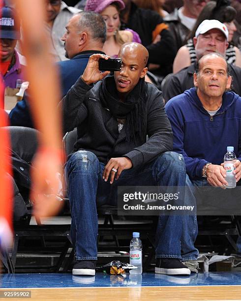 Basketball player Stephon Marbury attends the Philadelphia 76ers game against the New York Knicks at Madison Square Garden on October 31, 2009 in New...