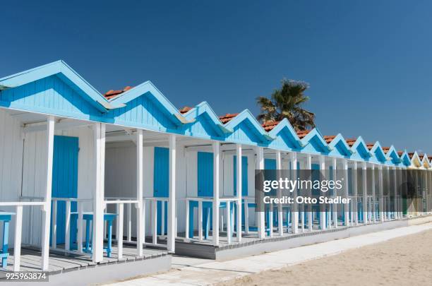 colorful beach huts, forte dei marmi, tuscany, italy - forte beach ストックフォトと画像