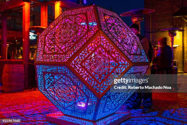 Light Festival or Light Fest at the Historic Distillery District. HYBYCOZO by Serge Beaulieu and Yelena Filipchu. The event is a visual adventure...