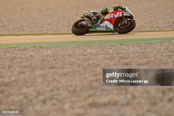 Cal Crutchlow of Great Britain and LCR Honda rounds the bend during the MotoGP Testing - Qatar at Losail Circuit on March 1, 2018 in Doha, Qatar.