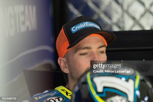 Xavier Simeon of Belgium and Reale Avintia Racing looks on in box during the MotoGP Testing - Qatar at Losail Circuit on March 1, 2018 in Doha, Qatar.