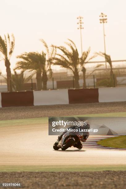 Takaaki Nakagami of Japan and LCR Honda Idemitsu rounds the bend during the MotoGP Testing - Qatar at Losail Circuit on March 1, 2018 in Doha, Qatar.