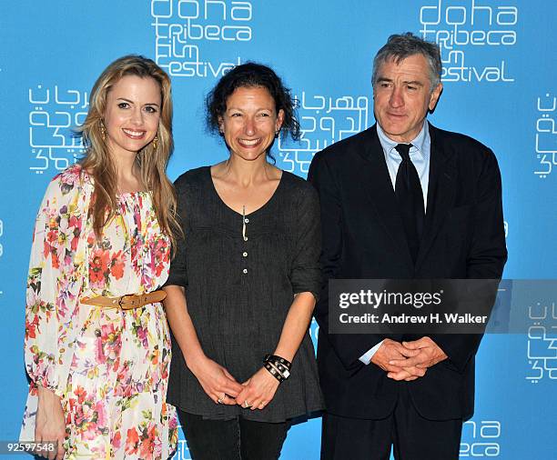 Executive Director of the Doha Tribeca Film Festival Amanda Palmer, director Liz Mermin and Tribeca Film Festival Co-founder Robert De Niro attend...