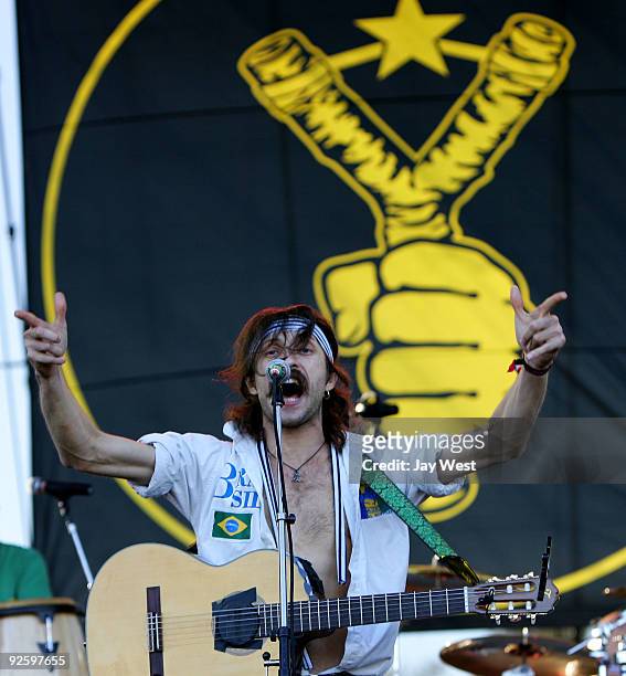 Eugene Hutz of Gogol Bordello performs at the 2009 Voodoo Experience at City Park on October 31, 2009 in New Orleans, Louisiana.