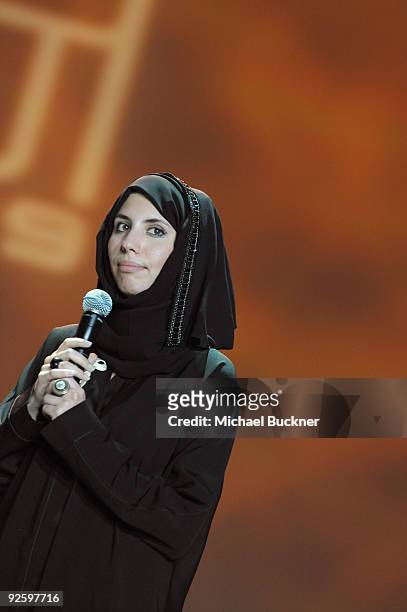 Sophia Al-Maria speaks onstage at the DTFF Closing Night Ceremony at the Museum of Islamic Art during the 2009 Doha Tribeca Film Festival on November...