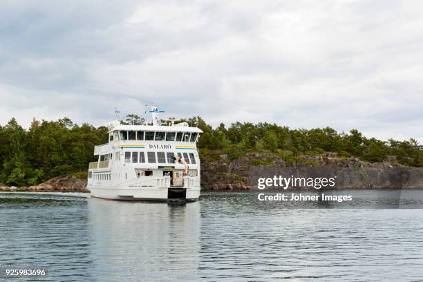 ship on water - stockholm beach stock pictures, royalty-free photos & images