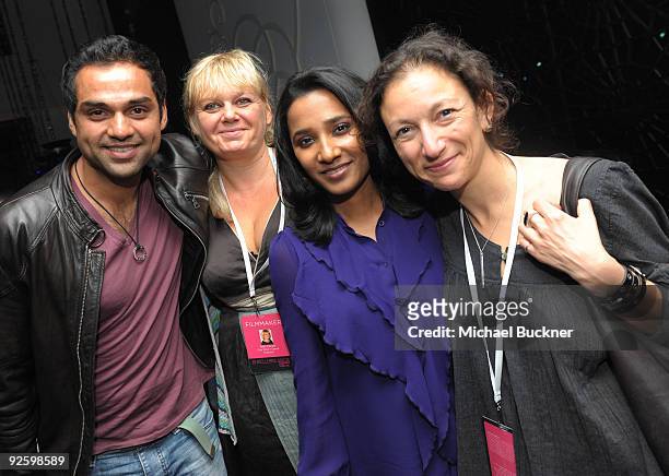 Actor Abhay Deol, producer Nikki Parrott, actress Tannishtha Chatterjee and director Liz Mermin attend the DTFF Closing Party at the W Hotel Doha...