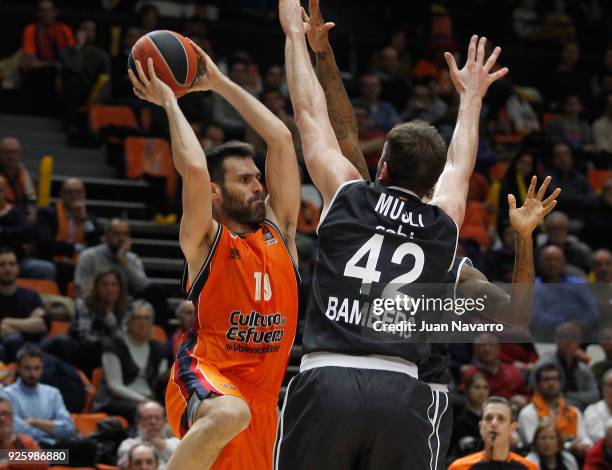 Fernando San Emeterio, #19 of Valencia Basket in action during the 2017/2018 Turkish Airlines EuroLeague Regular Season Round 24 game between...