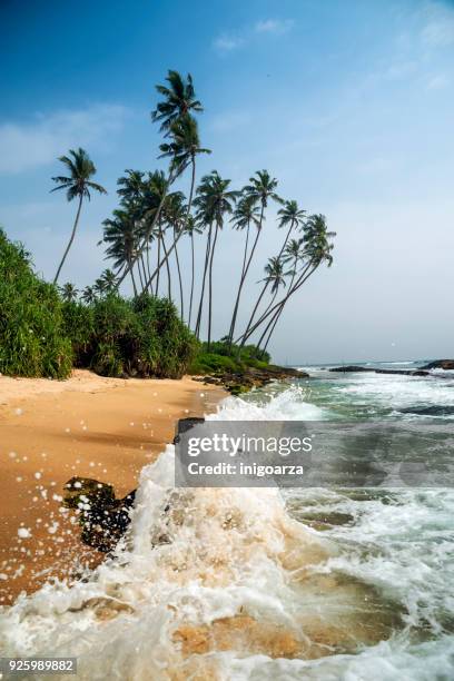 waves crashing on koggala beach, galle, sri lanka - galle sri lanka stock-fotos und bilder