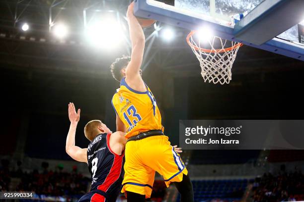 Sergey Monia, #12 of Khimki Moscow Region in action during the 2017/2018 Turkish Airlines EuroLeague Regular Season Round 24 game between Baskonia...