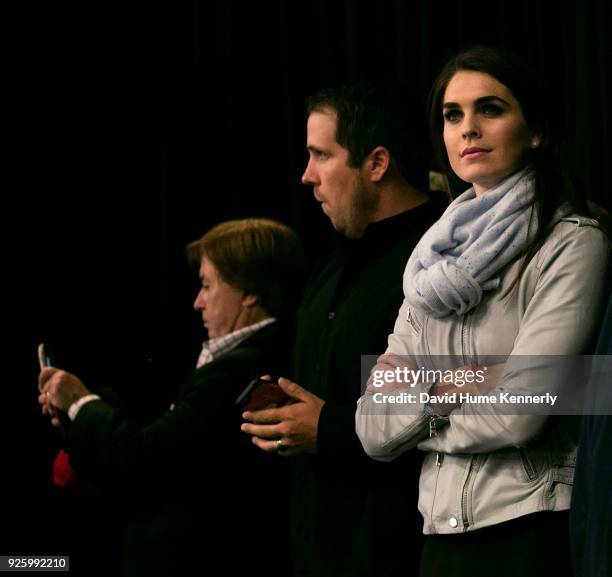 Hope Hicks attends a campaign rally for Donald Trump at the Freedom Hill Amphitheater, Sterling Heights, Michigan, November 6, 2016.