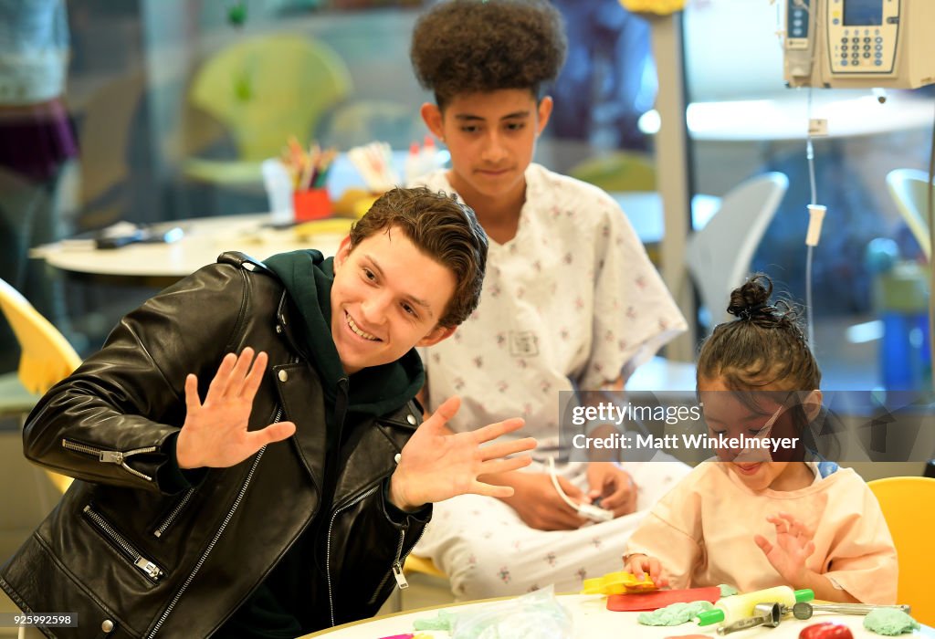 Tom Holland visits LAC+USC to support Marvel: The Universe Unites, a week-long charity campaign to help support children's charities