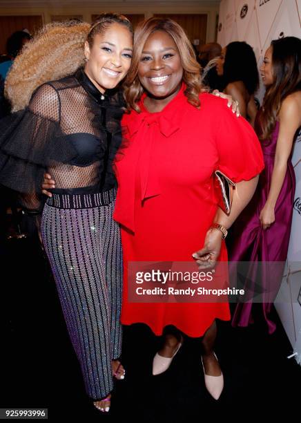Amanda Seales and Retta attend the 2018 Essence Black Women In Hollywood Oscars Luncheon at Regent Beverly Wilshire Hotel on March 1, 2018 in Beverly...