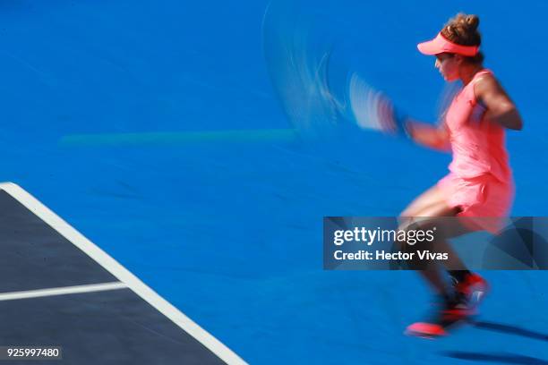 Renata Zarazua of Mexico takes a forehand shot during a match between Renata Zarazua of Mexico and Daria Gavrilova of Australia as part of the Telcel...