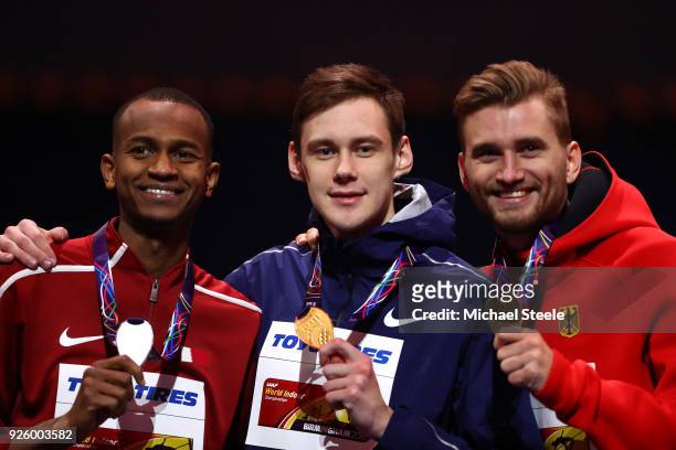 Gold Medallist, Danil Lysenko of Authorised Neutral Athlete, Bronze Medallist, Mateusz Przybylko of Germany and Silver Medallist, Mutaz Essa Barshim...