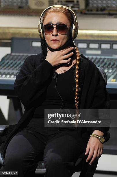 Comedian Lucia Ocone attends 'Quelli Che Il Calcio' Italian Tv Show on November 1, 2009 in Milan, Italy.