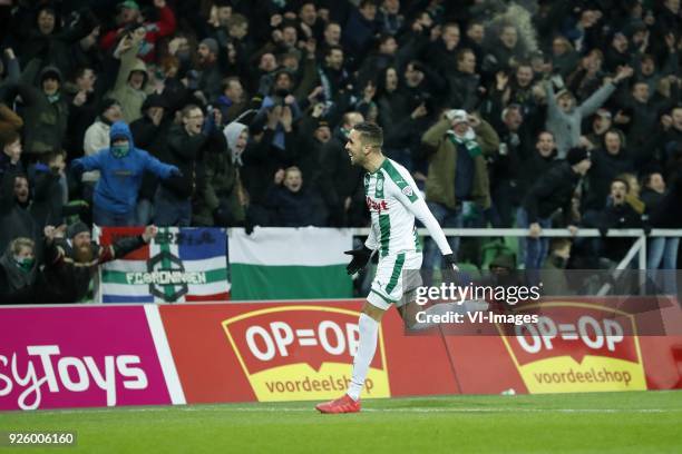 Mimoun Mahi of FC Groningen during the Dutch Eredivisie match between FC Groningen and NAC Breda at Noordlease stadium on February 23, 2018 in...