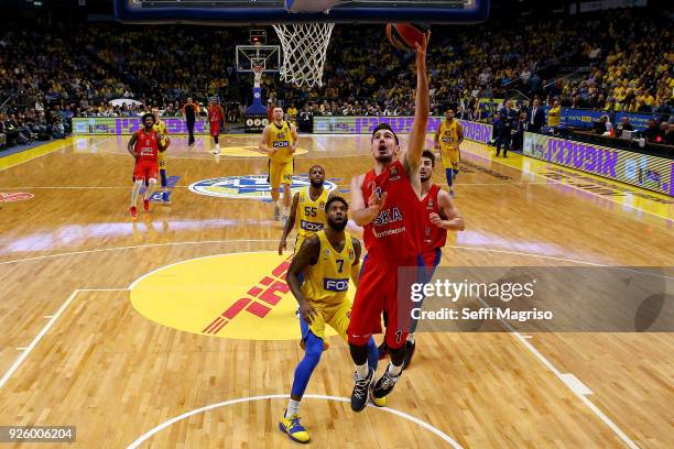 Nando de Colo, #1 of CSKA Moscow in action during the 2017/2018 Turkish Airlines EuroLeague Regular Season Round 24 game between Maccabi Fox Tel Aviv...