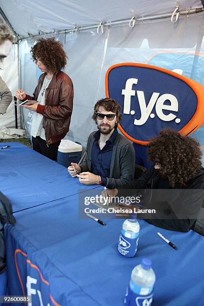 Andrew Stockdale, guitarist Aidan Nemeth and Ian Peres of Wolfmother greets fans at the 2009 Voodoo Experience at City Park on October 31, 2009 in...