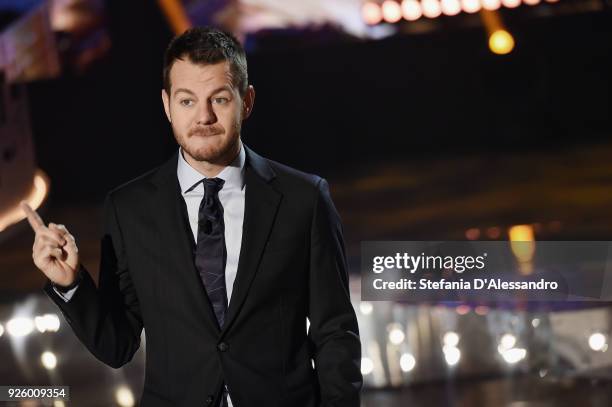 Tv host Alessandro Cattelan attends 'E Poi C'e' Cattelan Tv Show' on March 1, 2018 in Milan, Italy.