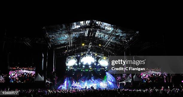 Keyboardist Page McConnell, Guitarist/Vocalist Trey Anastasio, Bassist Mike Gordon and Drummer Jon Fishman of Phish perform with Vocalist Sharon...