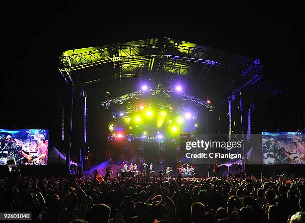 Keyboardist Page McConnell, Guitarist/Vocalist Trey Anastasio, Bassist Mike Gordon and Drummer Jon Fishman of Phish perform with Vocalist Sharon...