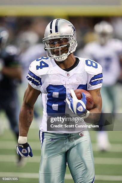 Patrick Crayton of the Dallas Cowboys returns a punt against the Seattle Seahawks for a touchdown at Cowboys Stadium on November 1, 2009 in...