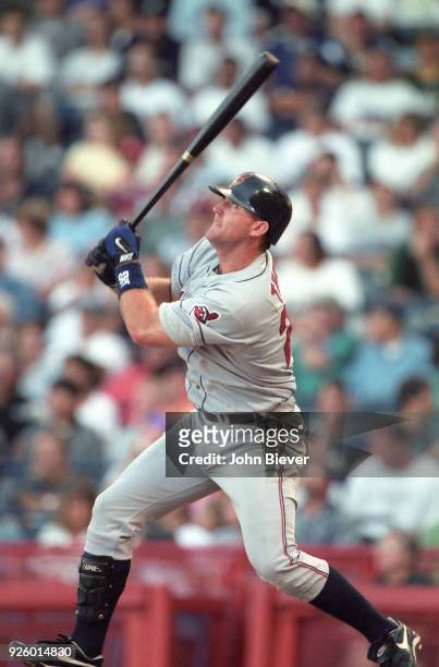 Cleveland Indians Jim Thome in action, at bat vs Milwaukee Brewers at Milwaukee County Stadium. Milwaukee, WI 6/30/1998 CREDIT: John Biever