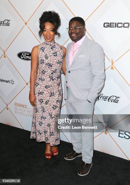 Betty Gabriel and Lil Rel Howery attend the 2018 Essence Black Women In Hollywood Oscars Luncheon at Regent Beverly Wilshire Hotel on March 1, 2018...