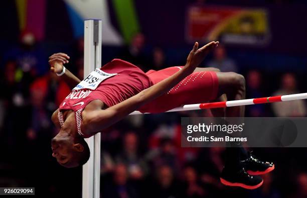 Birmingham , United Kingdom - 1 March 2018; Mutaz Essa Barshim of Qatar in action during the Men's High Jump on Day One of the IAAF World Indoor...