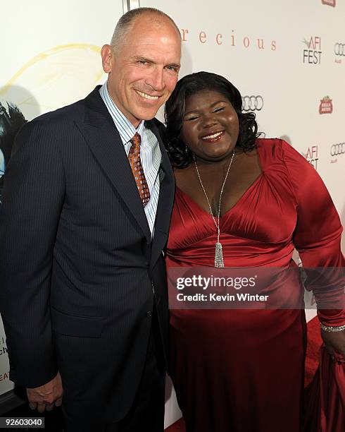 Of Lionsgate Joe Drake and actress Gabourey 'Gabby' Sidibe arrives at the screening of "Precious: Based On The Novel 'PUSH' By Sapphire" during AFI...