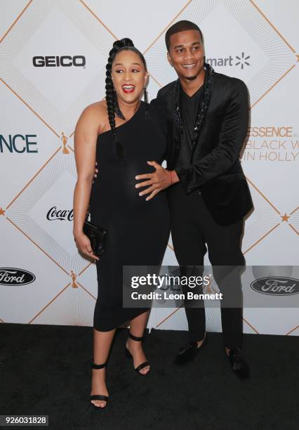 Tia Mowry Hardrict and Cory Hardrict attend the 2018 Essence Black Women In Hollywood Oscars Luncheon at Regent Beverly Wilshire Hotel on March 1,...