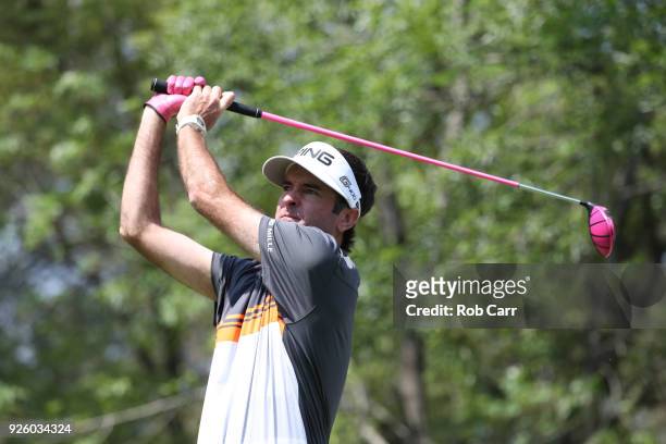 Bubba Watson during tees off on the 11th hole during the first round of World Golf Championships-Mexico Championship at Club de Golf Chapultepec on...