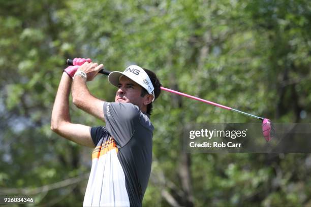 Bubba Watson during tees off on the 11th hole during the first round of World Golf Championships-Mexico Championship at Club de Golf Chapultepec on...