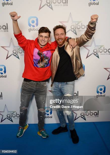 Martin Garrix and David Guetta attend The Global Awards 2018 at Eventim Apollo, Hammersmith on March 1, 2018 in London, England.