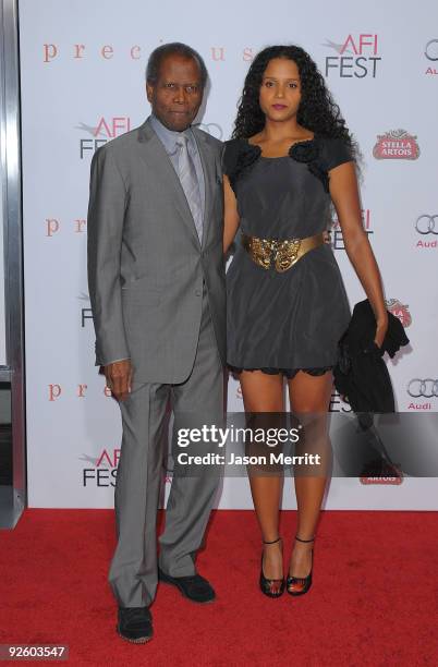 Sidney Poitier and guest arrive at the AFI FEST 2009 Screening Of Precious: Based On The Novel 'PUSH' By Sapphire on November 1, 2009 in Hollywood,...
