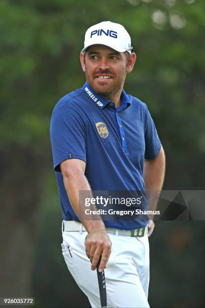 Louis Oosthuizen of South Africa after his second shot on the 18th hole during the first round of World Golf Championships-Mexico Championship at...