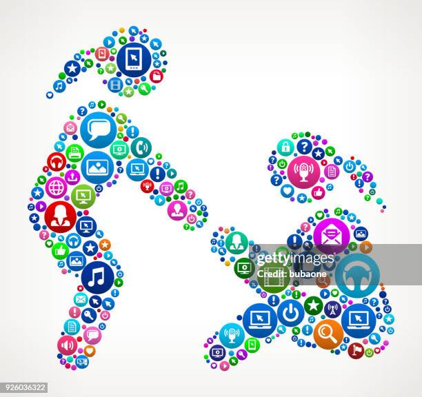 helping hand internet communication technology icon pattern - girl power graphic stock illustrations