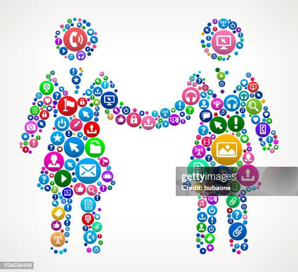 business deal internet communication technology icon pattern - girl power graphic stock illustrations