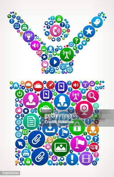 man on pdium internet communication technology icon pattern - software platform stock illustrations