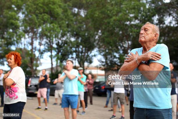 Lance Day and fellow 78ers dance during Mardi Gras rehearsals on March 1, 2018 in Sydney, Australia. The Sydney Mardi Gras parade began in 1978 as a...