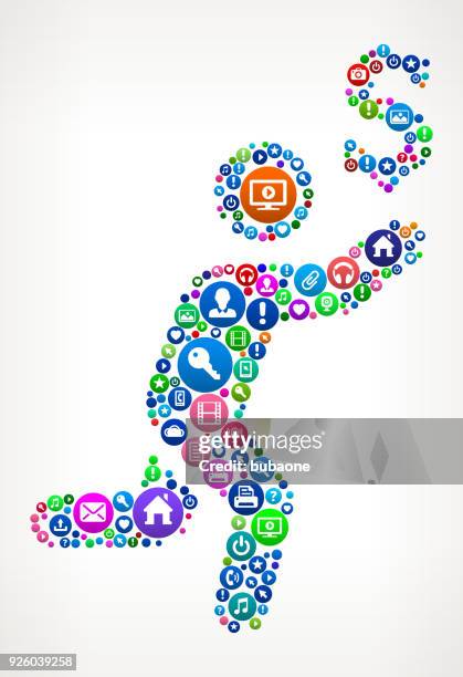 chasing money internet communication technology icon pattern - value stream icon stock illustrations