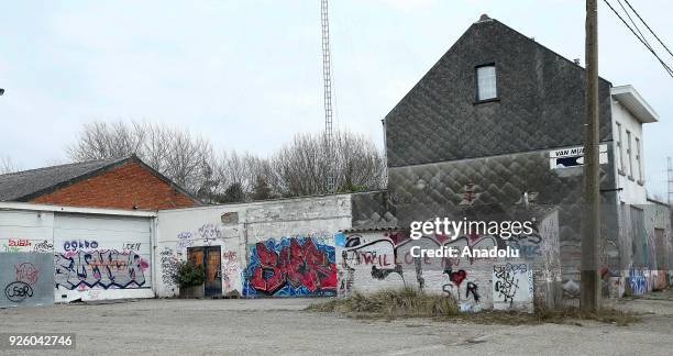 Deserted house painted with graffiti is seen in Doel Village of Antwerp, Belgium on February 1, 2018.